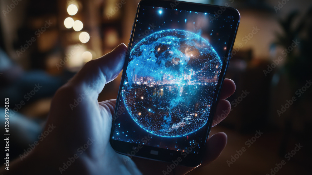 Aufkleber high speed communications with world wide web from anywhere in world via phone mobile internet. holo