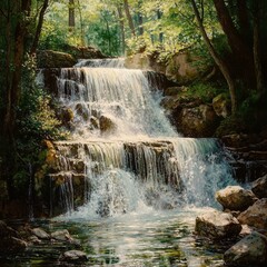 Fototapeta premium Spring's cascading torrent