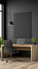 Modern minimalist workspace with a blank canvas