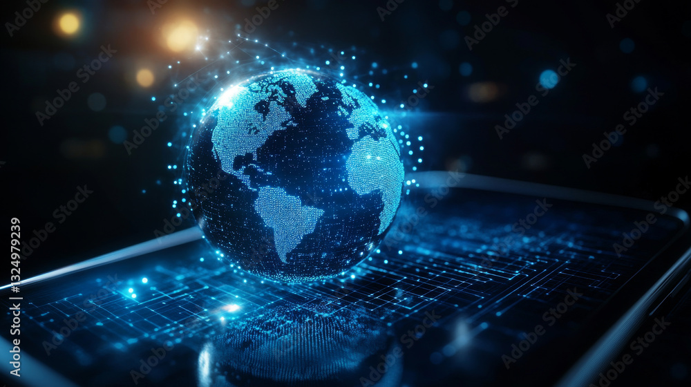 Aufkleber high speed communications with world wide web from anywhere in world via phone mobile internet. holo