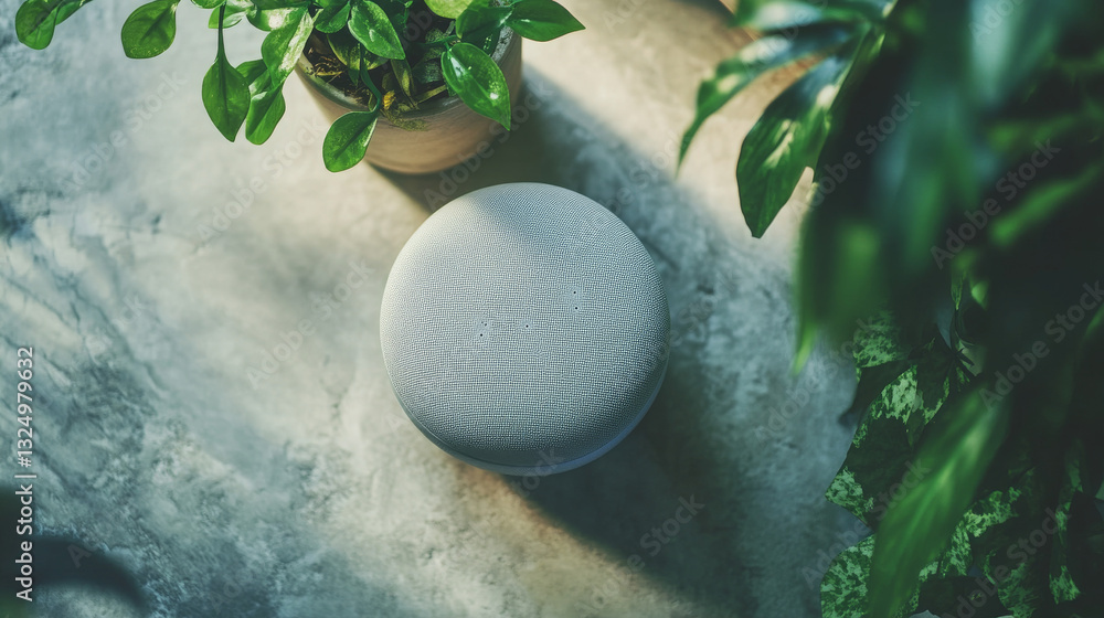 Poster smart speaker recognitions voice commands and controls devices of smart home. personal voice assista