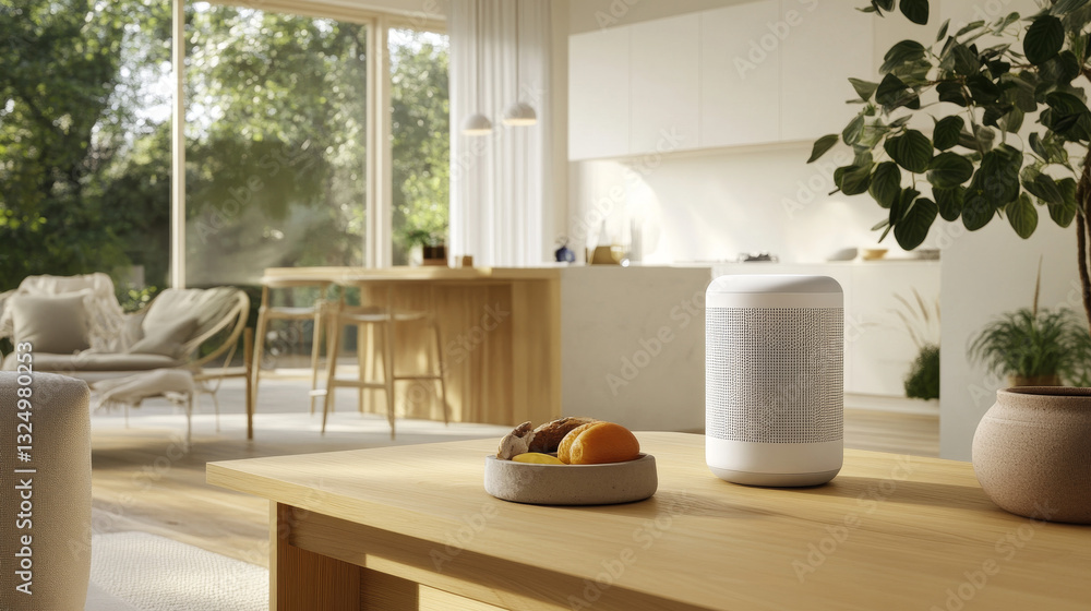 Poster smart home recognizes voice commands and manages smart devices. voice control of your smart home. sm