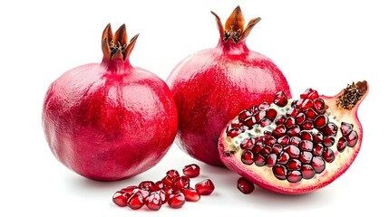 Fresh juicy pomegranate on white background