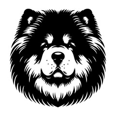 Samoyed's head is a black and white logo. EPS vector graphics.