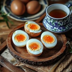 Tea and eggs, a Thai breakfast staple