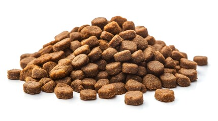 Dry cat or dog food isolated on white