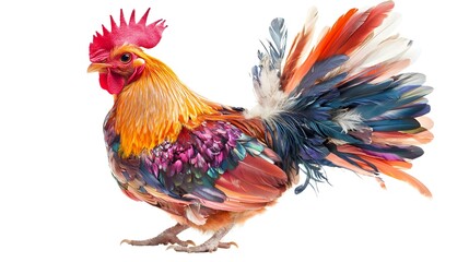 Fototapeta premium Colorful Rooster Isolated on White Background