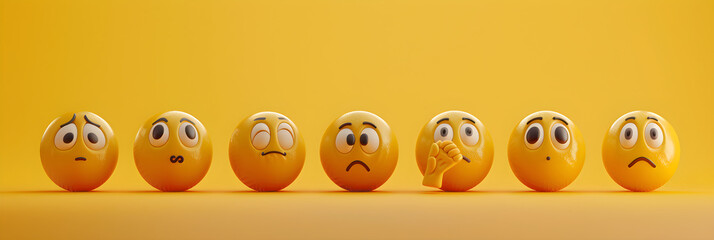 Fototapeta premium Deep Contemplation: A Series of Thinking Face Emojis Reflecting Intellectual Curiosity and Decision-Making