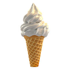 swirl of soft-serve vanilla ice cream in a waffle cone, detailed texture, transparent background