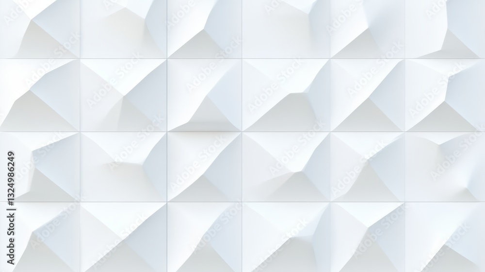 Poster white abstract geometric origami background forming repetitive folded paper pattern with sharp edges