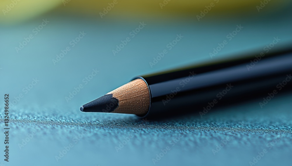 Poster Close-up of a sharpened black pencil resting on a textured surface indicating creativity and potential for artistic expression