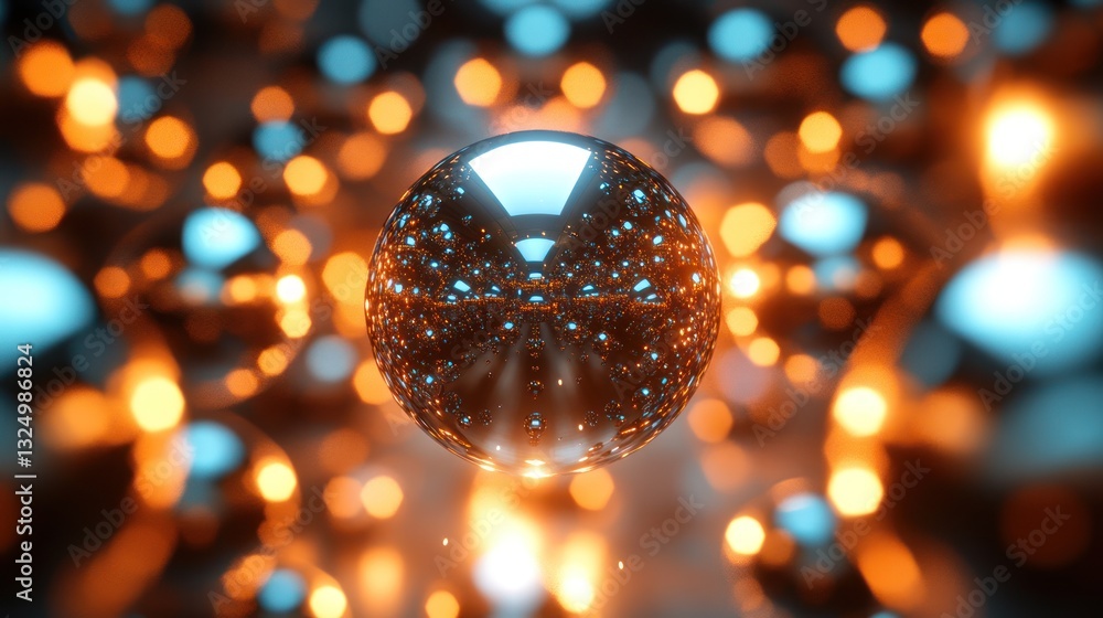 Poster a floating pattern of metallic spheres arranged in symmetry