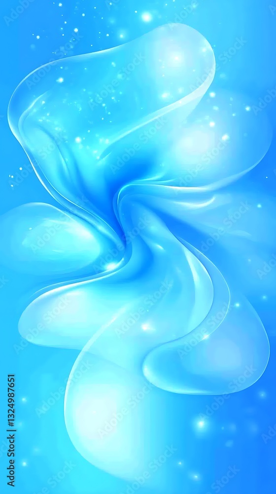 Poster abstract translucent flow with gentle illumination in azure color scheme