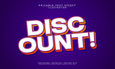 Editable 3D discount text effect with a bold and modern style. Perfect for sales, promotions, and marketing designs