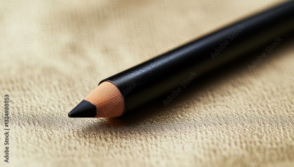 Poster close-up of a sharpened black pencil resting on a textured surface indicating creativity and potenti