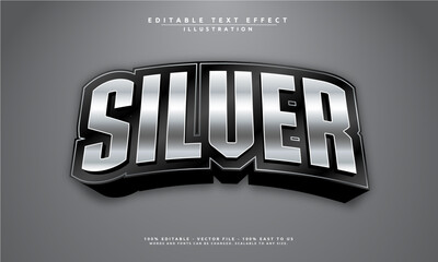 Editable silver font text effect template with a sleek style. Perfect for luxury branding, logos, and modern designs