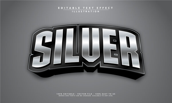 Editable silver font text effect template with a sleek style. Perfect for luxury branding, logos, and modern designs