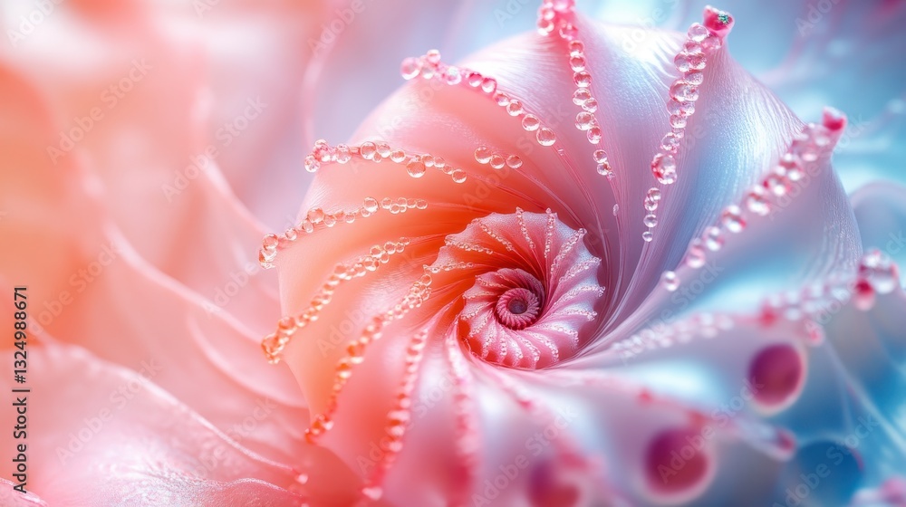 Poster Colorful abstract swirl of fabric showcasing intricate patterns and gradients reminiscent of a flower petal, evoking a sense of elegance and beauty