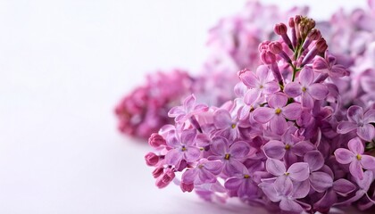 close up purple pink lilac flower small bouquet on white selective soft focus macro nature background