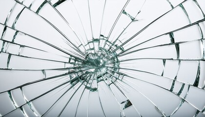 shattered or cracked glass on white