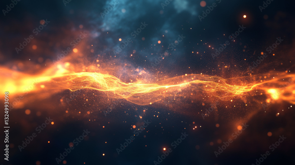 Poster a striking abstract lighting flare effect, creating a dynamic and futuristic ambiance
