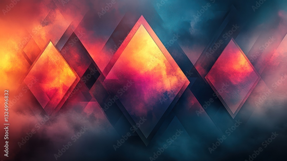 Poster a modular triangle-based design with subtle gradients, abstract art