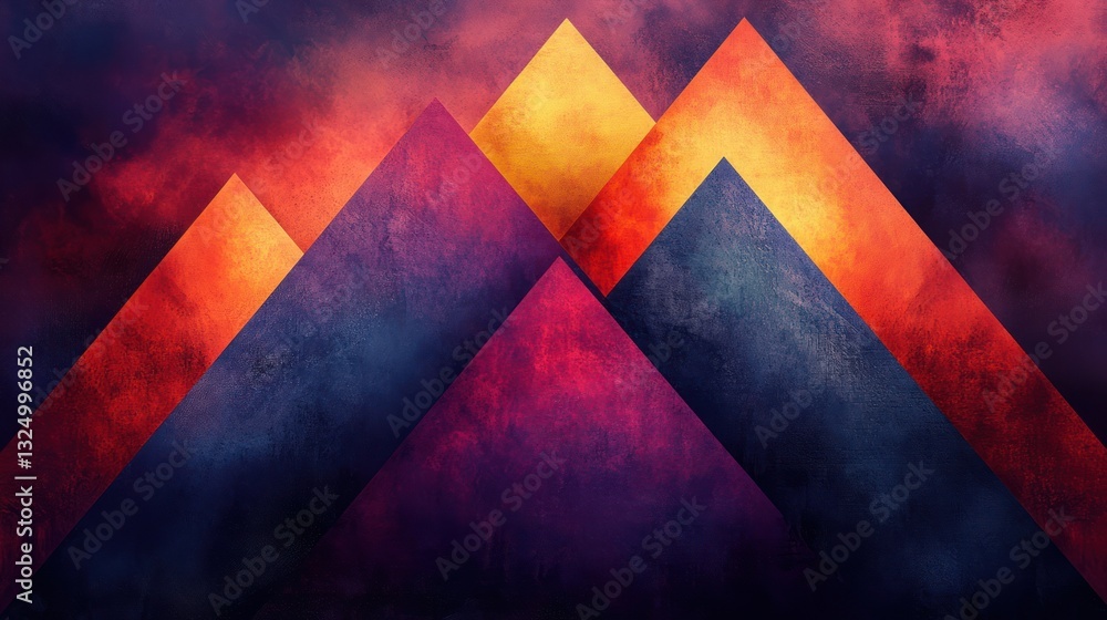 Poster a modular triangle-based design with subtle gradients, abstract art