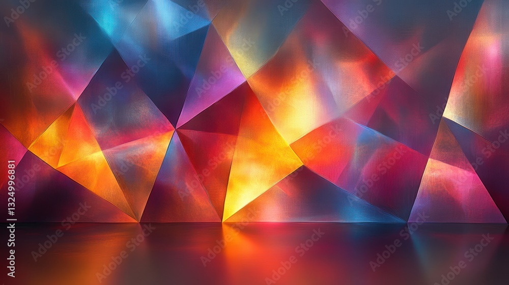 Poster a modular triangle-based design with subtle gradients, abstract art
