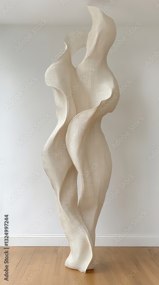 Poster elegant flowing form of an abstract sculpture in a bright airy setting