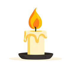 Warm Lit Candle with Transparent Background