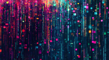 Binary code digital abstract psychedelic colorful. Hypnotic Lumens. Illustration
