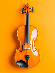 Fototapeta premium Vibrant orange violin against a bright orange background