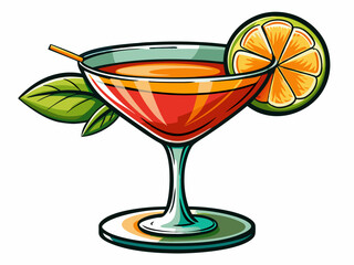 vector of  sidecar cocktail clip art isolated on white background