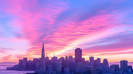 Fototapeta premium Vibrant sunrise over San Francisco skyline