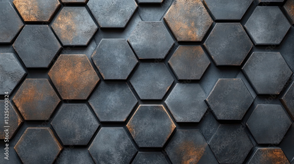 Poster a repeating hexagonal tile arrangement with an embossed texture