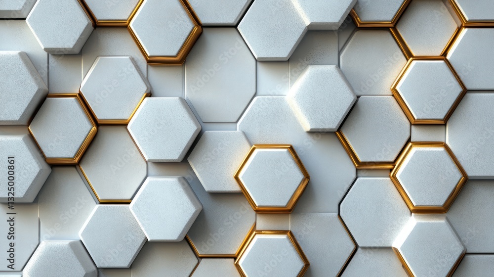 Poster a repeating hexagonal tile arrangement with an embossed texture