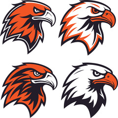 Set of eagle head logo vector