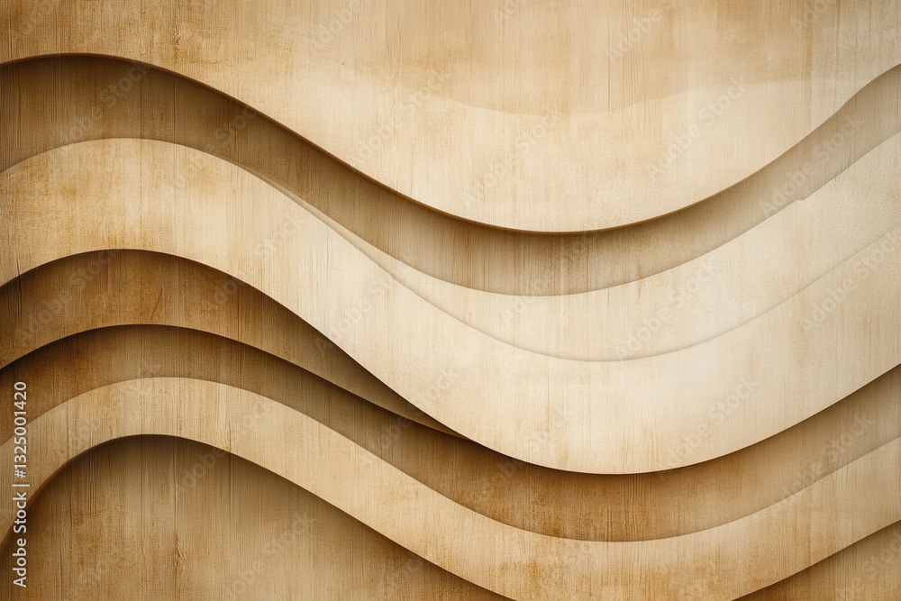 Poster flowing wooden texture with organic lines in warm beige and brown tones suitable for modern design a