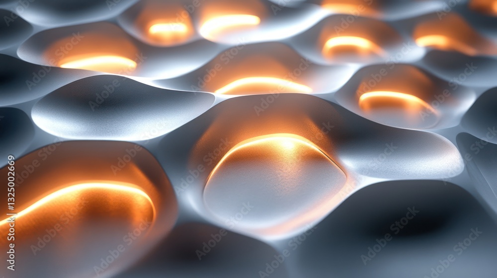 Poster a seamless tessellation of hexagonal prisms with elegant lighting