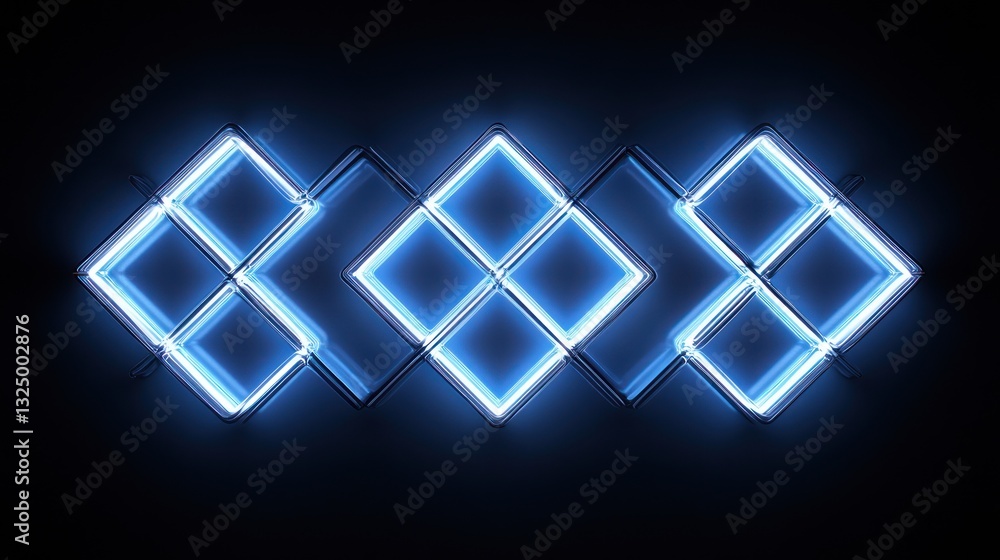 Poster a series of neon parallelograms forming an infinite depth effect