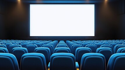 Obraz premium Empty Cinema Hall with a White Screen
