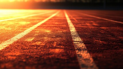 Sunlit Track Surface with Vibrant Colors at Sunset Time