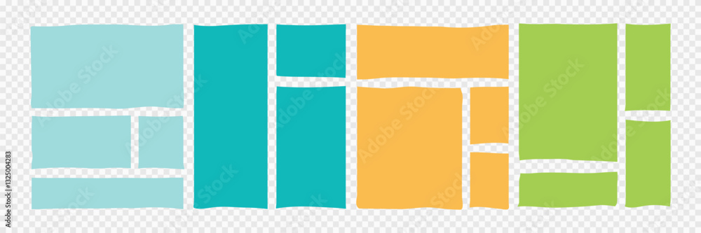 Fototapete abstract rectangle frames with wiggly borders. variorse shapes with zigzag edge. vector illustration