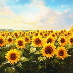 Obraz premium Yellow blooms grace summer field