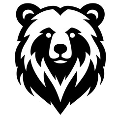 Clean black and white vector silhouette of a bear on white background