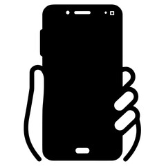 Clean black and white vector silhouette of a phone on white background