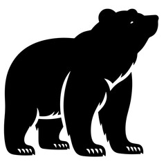 Clean black and white vector silhouette of a bear on white background
