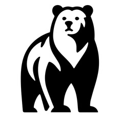 Clean black and white vector silhouette of a bear on white background