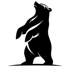 Clean black and white vector silhouette of a bear on white background