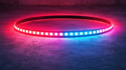 Minimalist neon light strips, crossing red and cyan, modern aesthetic